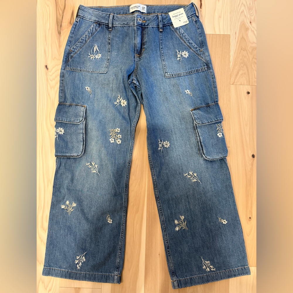 AF Kids Floral Embroidered Baggy Jeans 17/18 short